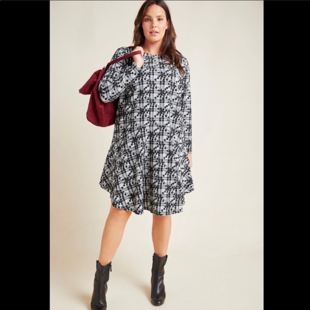 Anthropologie Jeanie Embroidered plaid tunic NWT